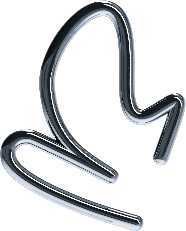 3D Chrome Shape Simple SquiggleBlob